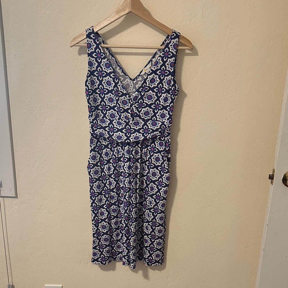 Blue Floral V-Neck Dress Top